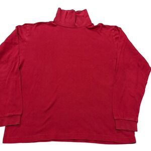 Eddie‎ Bauer Red Turtleneck Long Sleeve Shirt Men's Large 100% Cotton